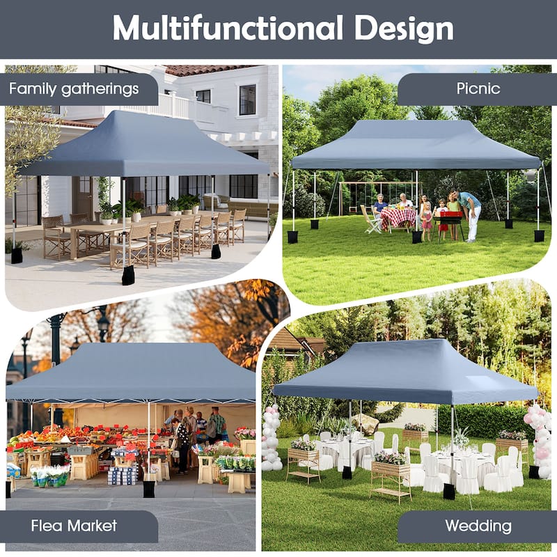 Gymax 10 x 20FT Pop-up Canopy Tent Folding Instant Sun Shelter w/ 3