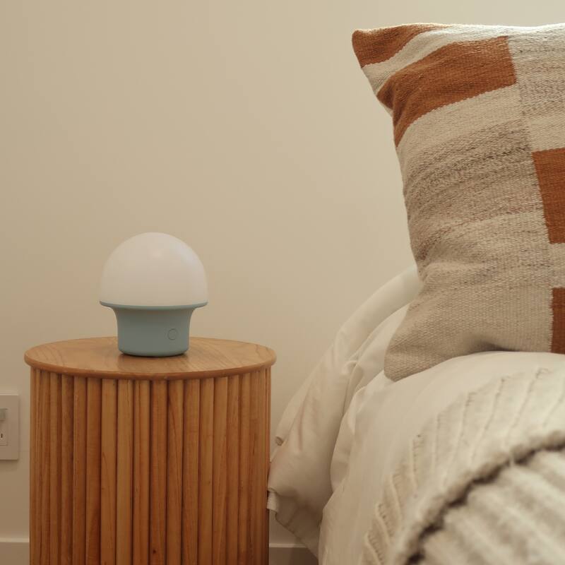 Portobello 6.6 in Matte Blue Modern Portable Indoor/Outdoor Integrated LED Bedside Table Lamp with Built-In Dimmer