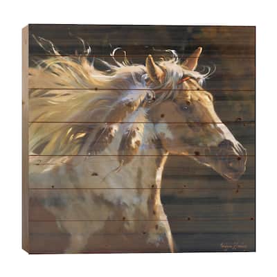Spirit Horse Print On Wood by Carolyne Hawley - Multi-Color