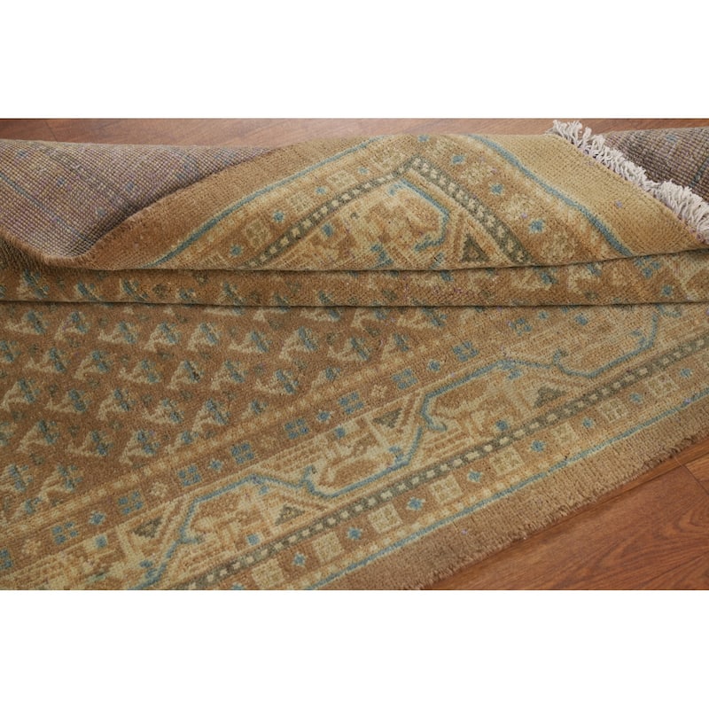 Brown Rust Botemir Persian Vintage Runner Rug Hand-Knotted Wool Carpet - 3'5"x 9'11"