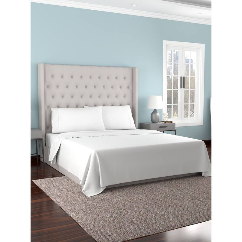 Kathy Ireland 300 Thread 4 piece Count Cotton Percale Sheet Set - White - Queen