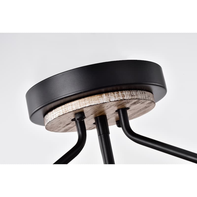 Janice Matte Black 2-Light Frosted Glass Drum Shade Semi-Flush Mount