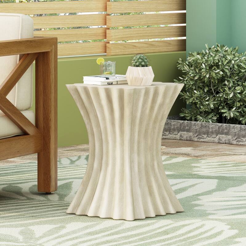 Christopher Knight Home - Aurora Sandstone Wave Side Table for Indoor and Outdoor Sophistication