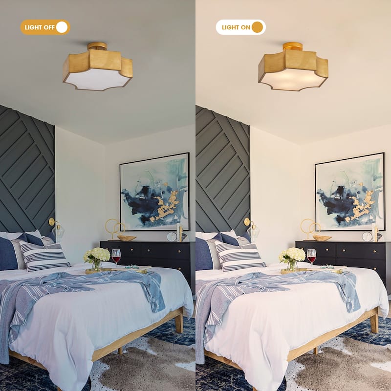 Classic Gold Metal 3-Light Semi-Flush Mount Ceiling Light