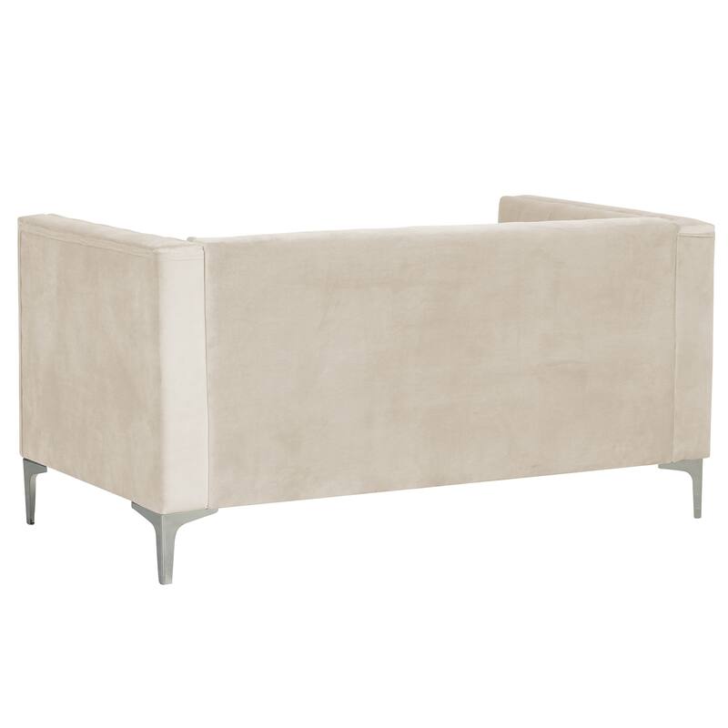 Morden Fort Modern 2 Pieces of Chair and Loveseat Set with Dutch Velvet Grey, Iron Legs