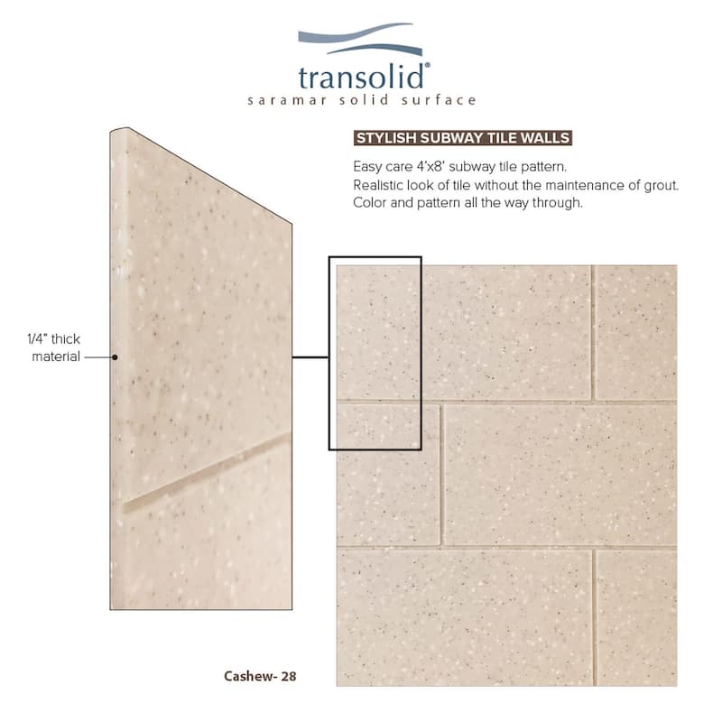 Transolid SaraMar 36-In X 60-In X 96-In Glue to Wall Shower Walls - 60" x 36" x 96" - 60" x 36" x 96"