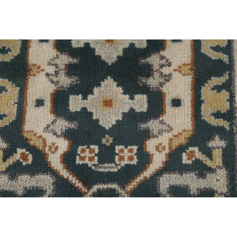 Handamde Green Oushak Oriental Runner Rug Hand-Knotted Wool Carpet - 2'7"x 9'8"