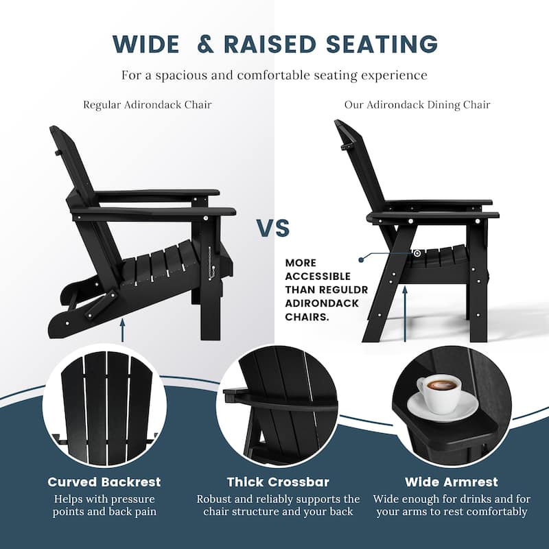 Laguna Hdpe All Weather Outdoor Patio Adirondack Dining Chair With Arms