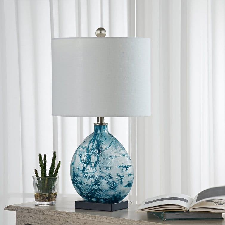 Maxax 23" Bedside Blue Glass Table Lamp