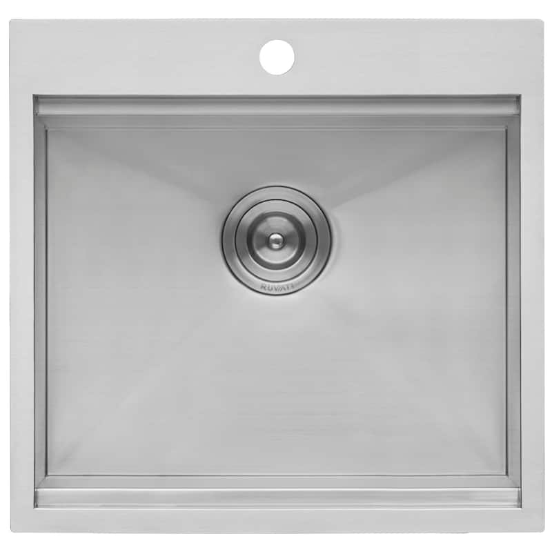 Ruvati 21 x 20 inch RV Workstation Drop-in Topmount Bar Prep Kitchen Sink 16 Gauge Stainless Steel - - 21" X 20" - 21" X 20"
