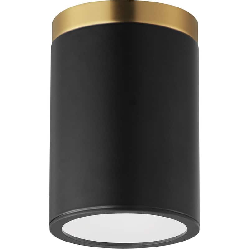 Maxim 59700WT Dapper 5" Wide LED Flush Mount Ceiling Fixture - Black / Antique Brass
