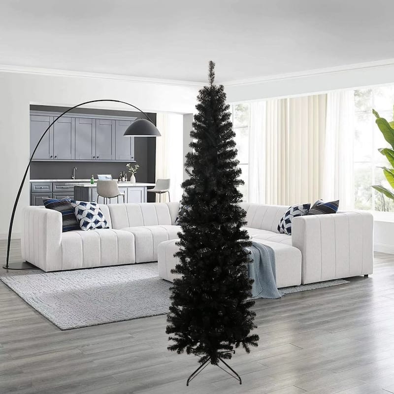 7.5 FT Black Slim Artificial Christmas Tree