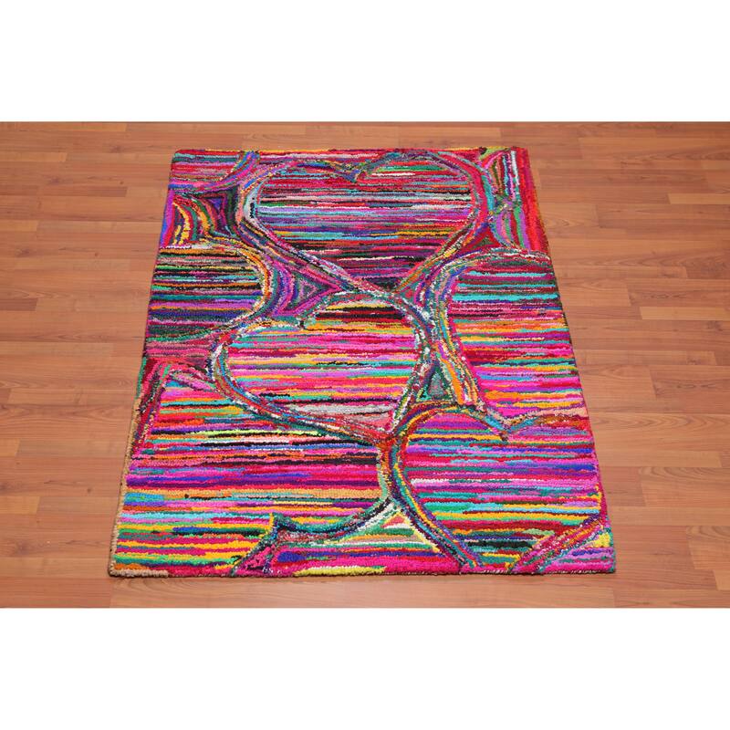 4'x 6' Pink Hand Tufted Oriental Rug - 4' x 6'