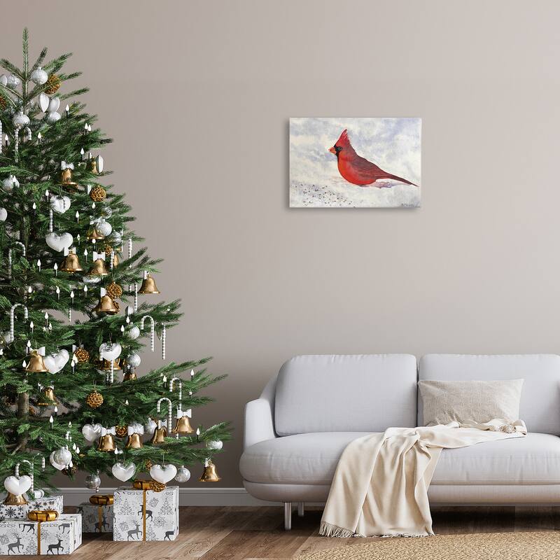Stupell Red Cardinal in Snow Canvas Wall Art Design By Stephanie Fielden