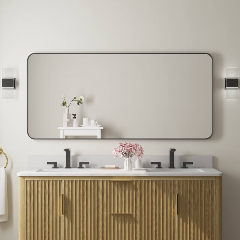 Modern Bathroom Rectangular Wall Mounted Anodized Aluminum Framed Vanity Mirror