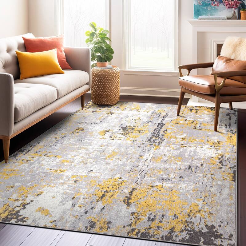 World Rug Gallery Distressed Modern Abstract Area Rug
