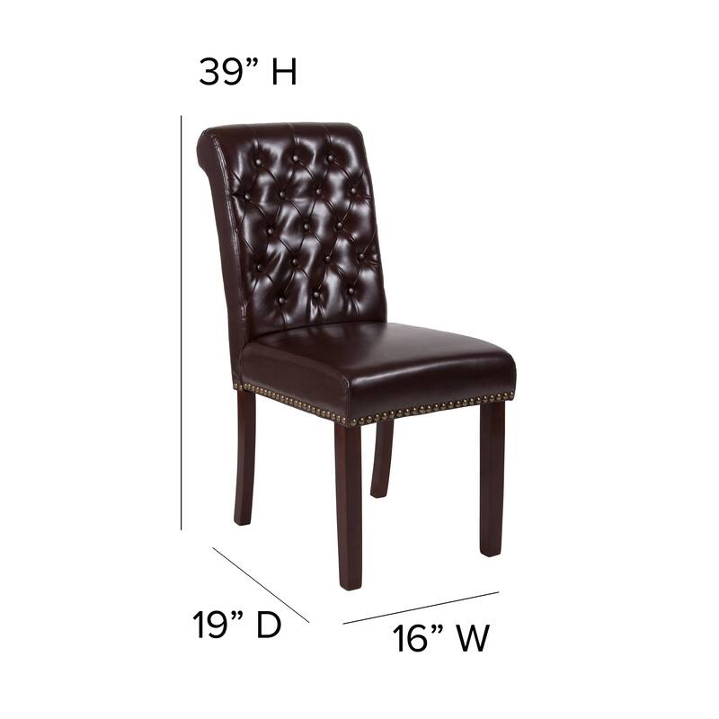 Parsons Rolled Back Accent Nail Trim Chairs (Set of 2) - 18.5"W x 27.5"D x 39.75"H