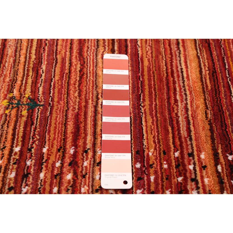 ECARPETGALLERY Hand Loomed Kashkuli Gabbeh Dark Copper Wool Rug - 4'11 x 7'11