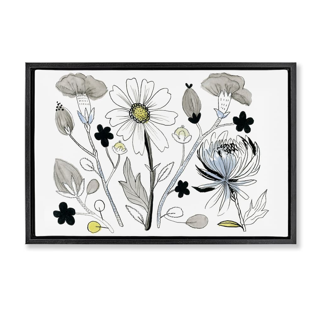 Stupell Simple Drawn Nature Sprigs Framed Floater Canvas Wall Art Design By Ashley Davis