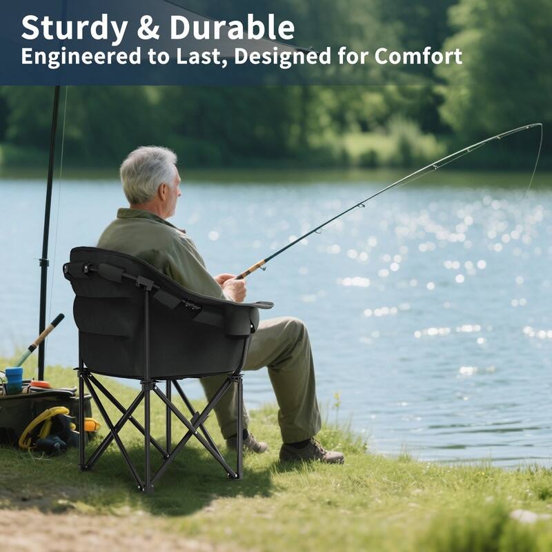 Oversized Padded Camping Chair with Armrests, Outdoor Sports, Camping