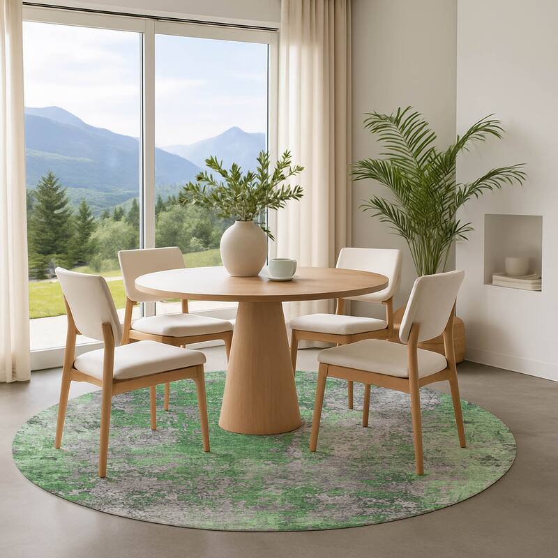 Premium Washable Super Soft Chic Abstract Mayfield Rug - Green - 8' x 8'