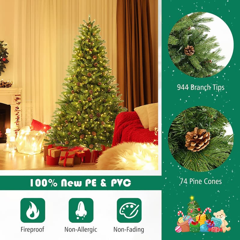Gymax 6 FT Pre-Lit New PE & PVC Christmas Tree 3-Minute Quick Shape