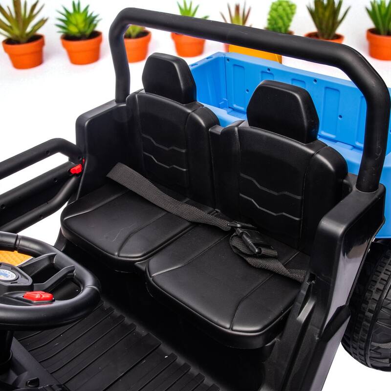 24V Two-Seater Ride-On Dump Truck with Remote Control, 2x200W Motor, Dump Bed/Shovel, Bluetooth, MP3 for Kids 3-8