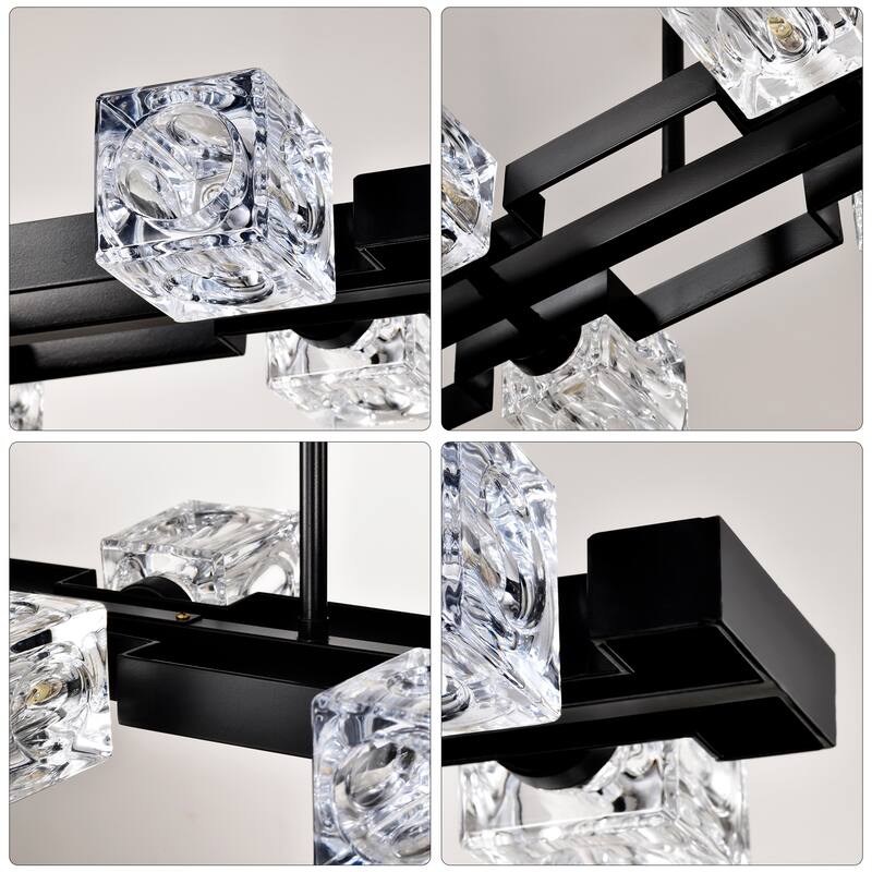 Modern Crystal Hanging Lighting Chandelie 10-Light Farmhouse Linear Pendant Light Fixture, for Dining Room, Kitchen, Bedroom