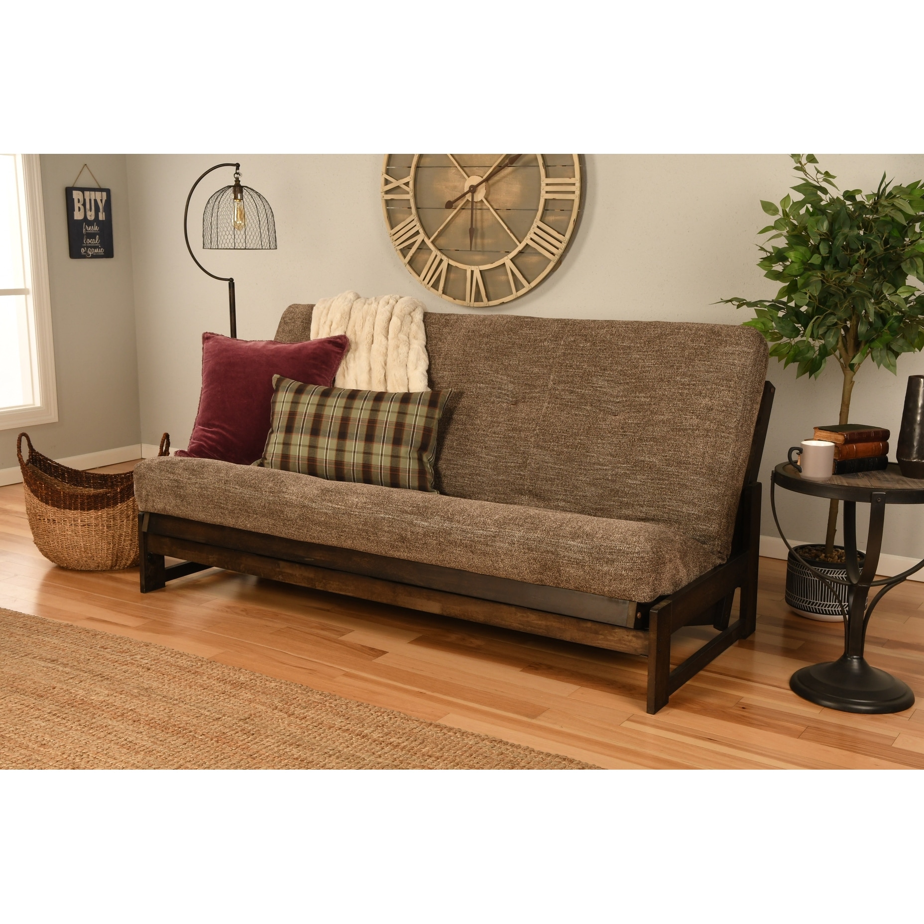 Somette Aspen Reclaim Mocha Futon Set with Hand Woven Tufted Mattress