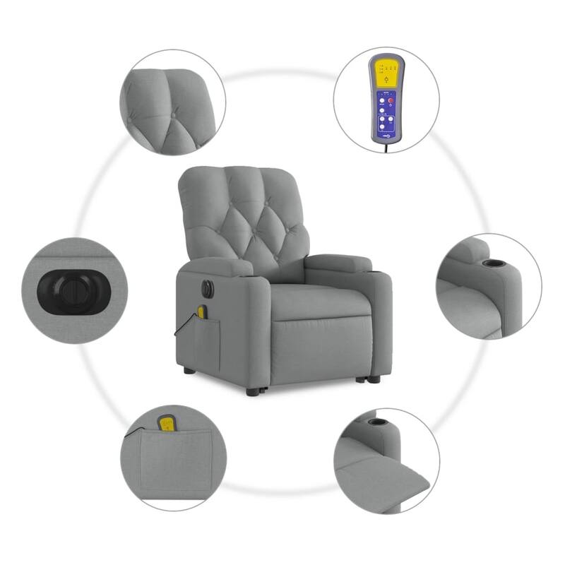 vidaXL Stand up Massage Recliner Chair Power Lift Wingback Armchair Fabric