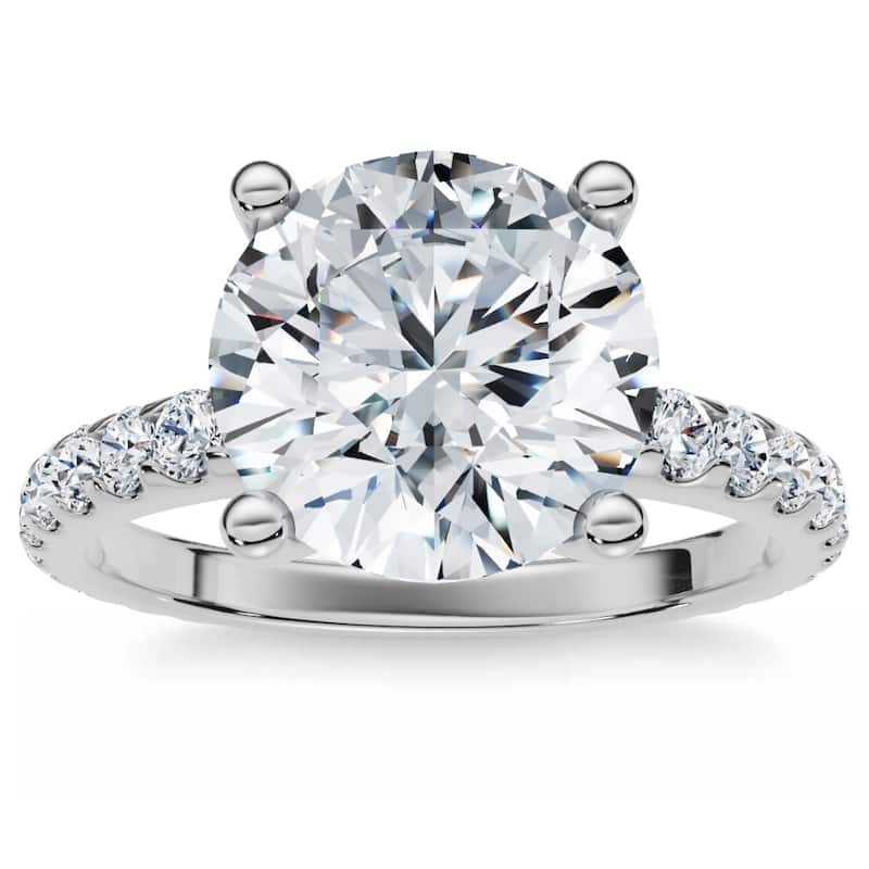 Bliss Diamond Certified 3.40Ct Round Cut Diamond Engagement Ring Gold Lab Grown - 11 - White