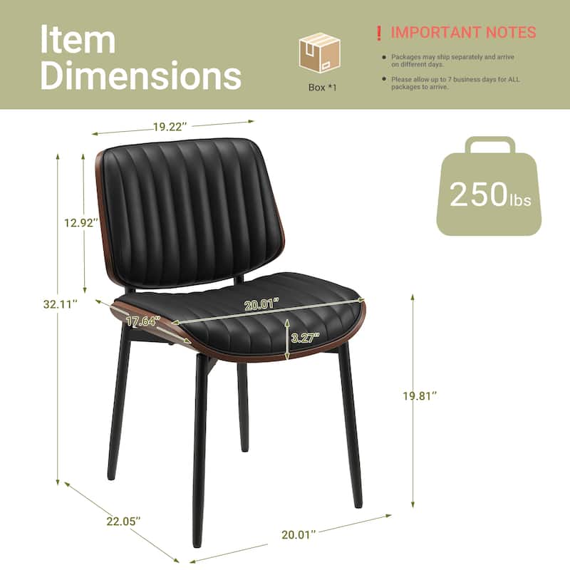 Tapered Metal Leg Dining Chairs - Mid-Century Styled Seating with Button-Tufted PU Leather & Ergonomically Curved Back