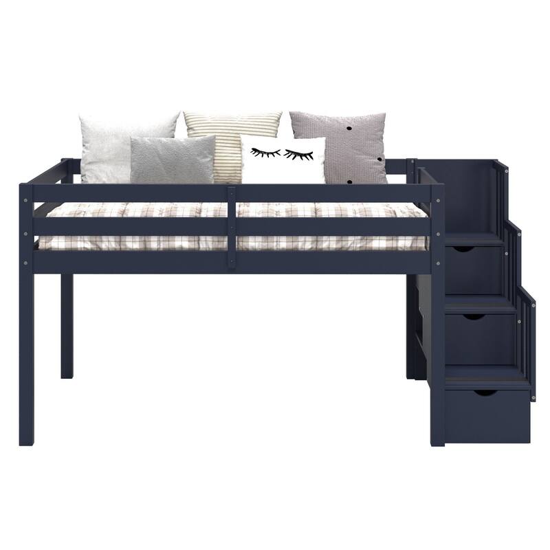 Taylor & Olive Trillium Low Loft Twin Bed with 3 Step-Stairway