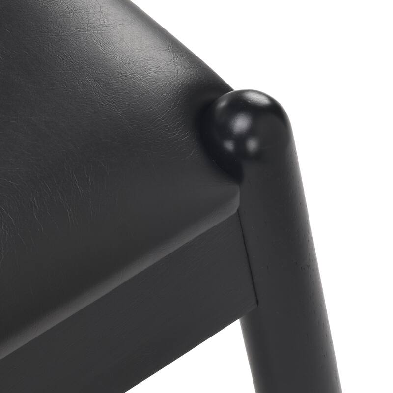 Black Dining Chair Set of 2 Side Chair Leather Office Chair Meeting Room Chairs with Curved Backrest