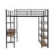 preview thumbnail 12 of 10, Contemporary Design Metal Loft Bed Frame with Storage Shelves and Built-in Desk, Full Size, Black