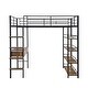 preview thumbnail 14 of 12, Full Size Sturdy Metal Loft bed Frame with Desk and Shelves