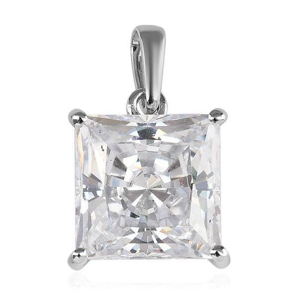 slide 1 of 8, White Gold Made with Finest Cubic Zirconia Solitaire Pendant Ct 6.8