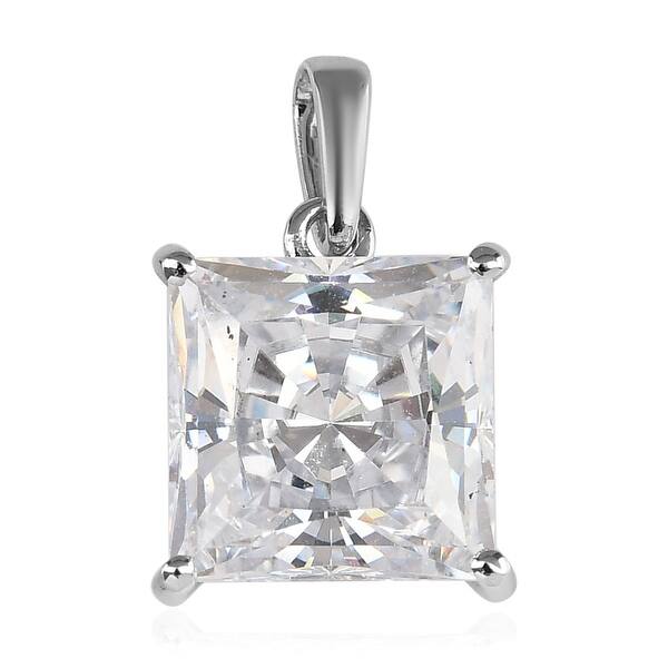 slide 1 of 8, White Gold Made with Finest Cubic Zirconia Solitaire Pendant Ct 6.8