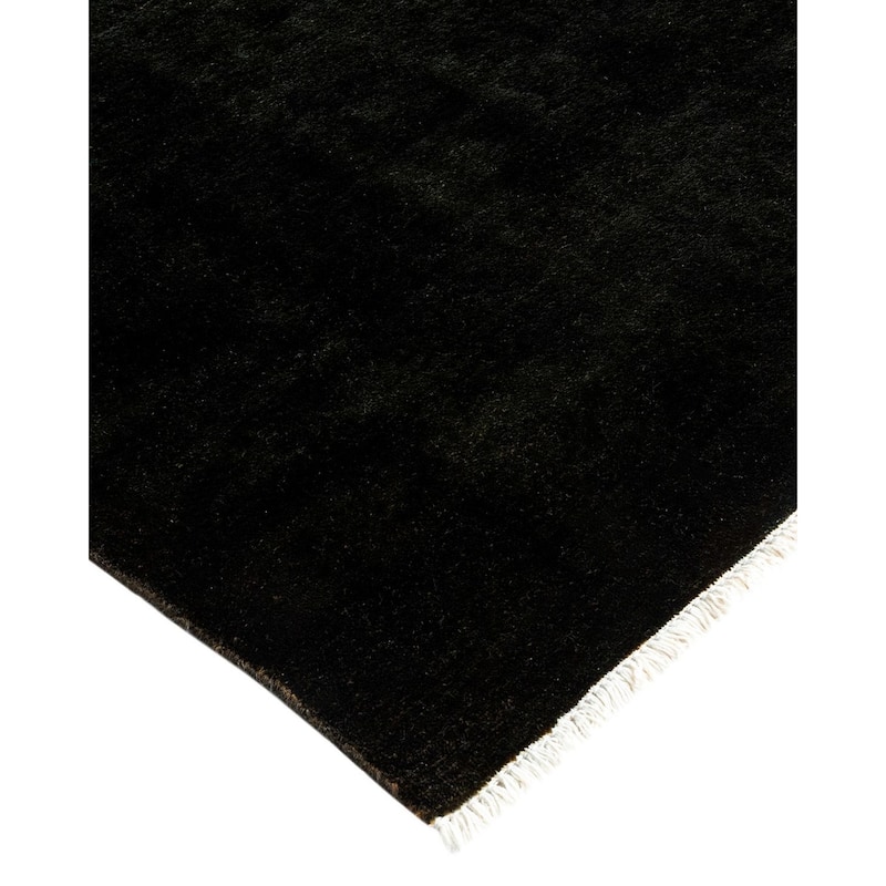 Overton Hand Knotted Wool Vintage Inspired Modern Contemporary Overdyed Black Area Rug - 10' 4" x 13' 9"