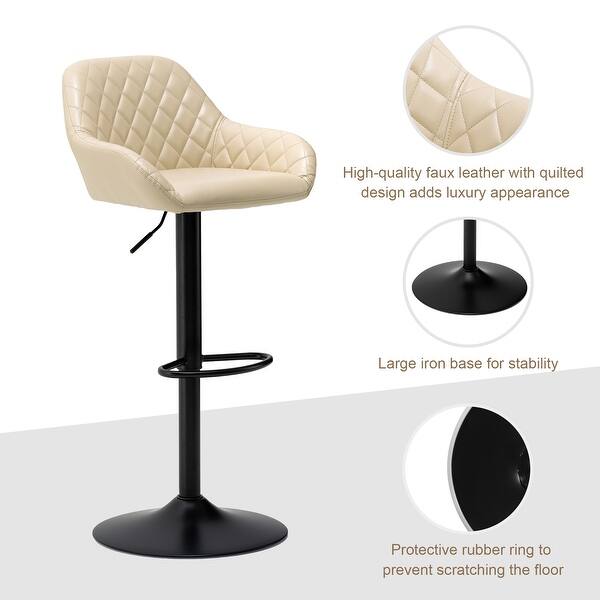 Glitzhome Mid-Century Height Adjustable Faux Leather Swivel 
