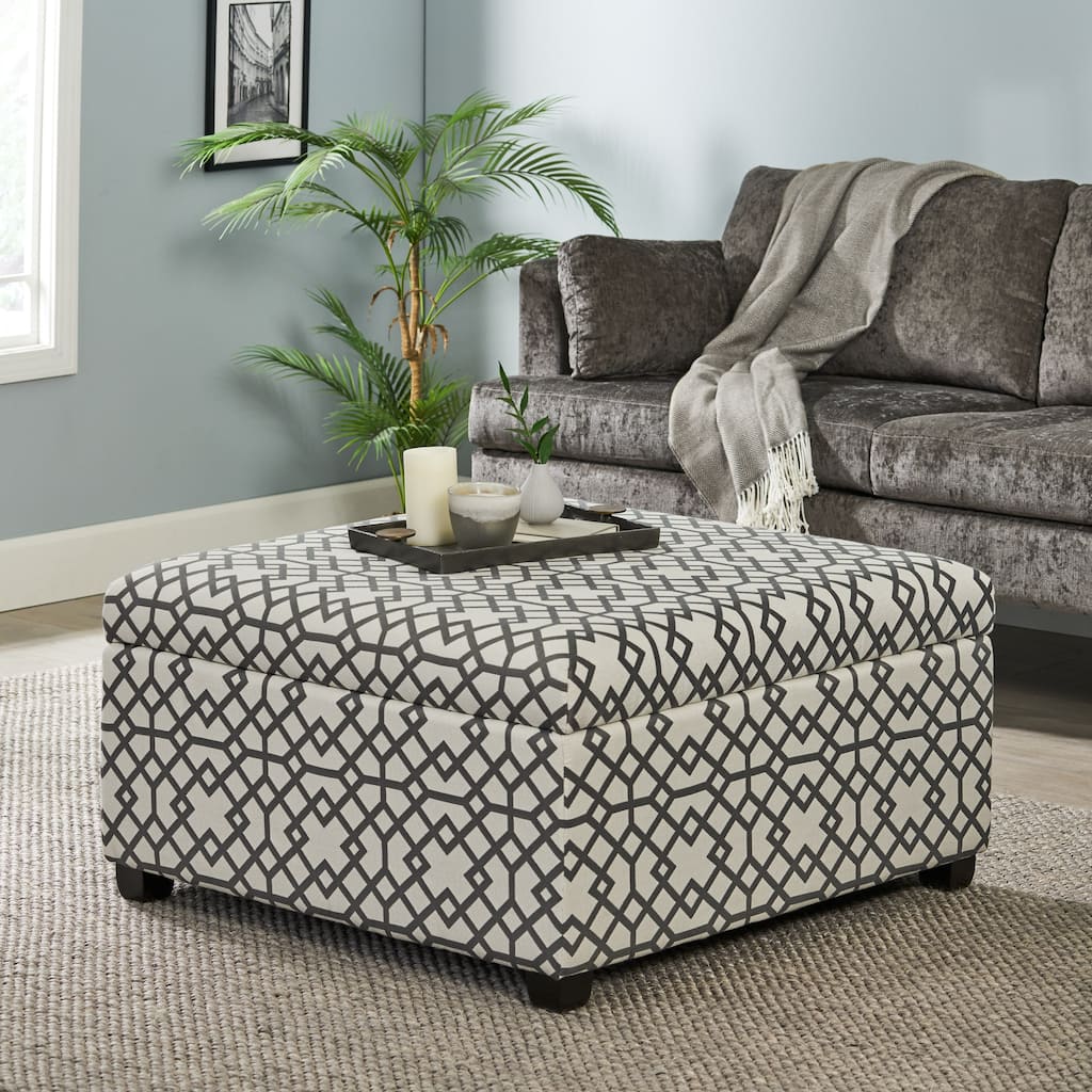 Tempe Geometric Fabric Storage Ottoman by Christopher Knight Home