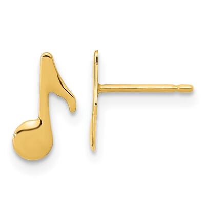 Diamond2Deal 14k Yellow Gold Polished Music Note Post Stud Earrings (L-10.2mm, W-5.9mm)