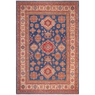 Rustic Super Kazak Sawyer Blue/Beige Hand Knotted Wool Rug - 8'3'' x 10'0''