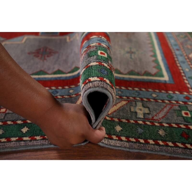 Kazak Accent Rug Hand-Knotted Traditional Wool Carpet - 4'4" x 5'11"