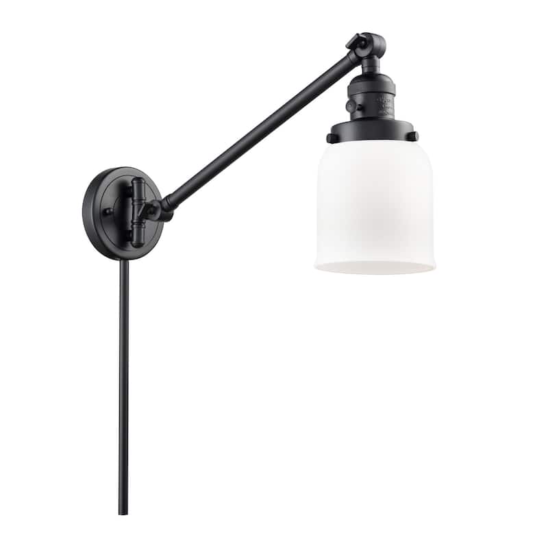 Innovations Lighting Small Bell Single Light 25" Tall Wall Sconce / - Matte Black / Matte White