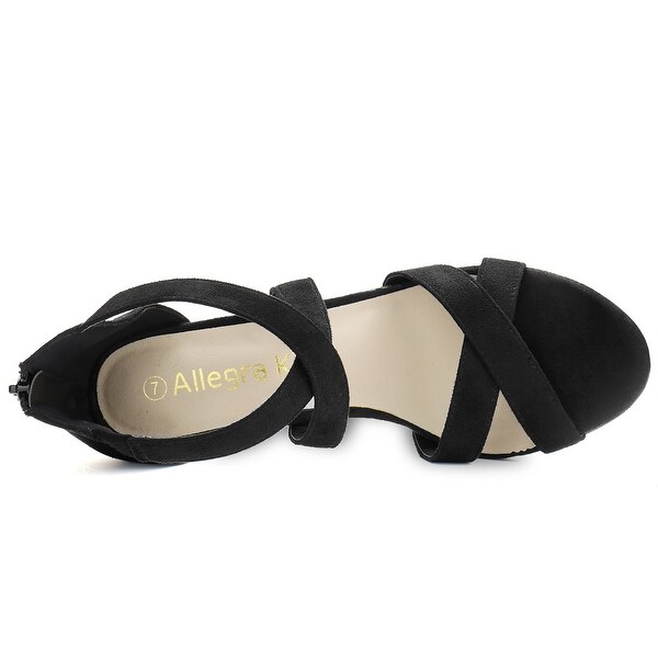 peep toe crisscross chunky heeled sandals