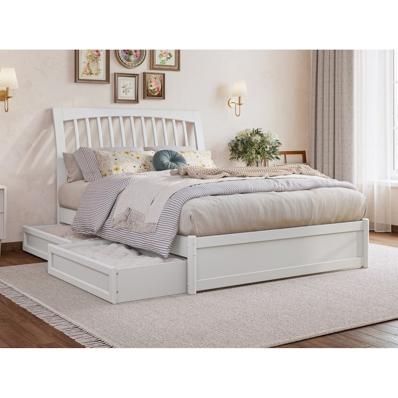 Roslyn Platform Bed with Panel Footboard and Storage Drawers - White - Full