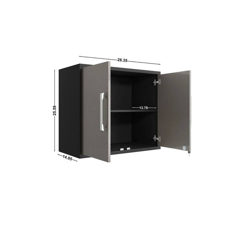 Manhattan Comfort Eiffel Floating Garage Storage Cabinet with Lock and Key