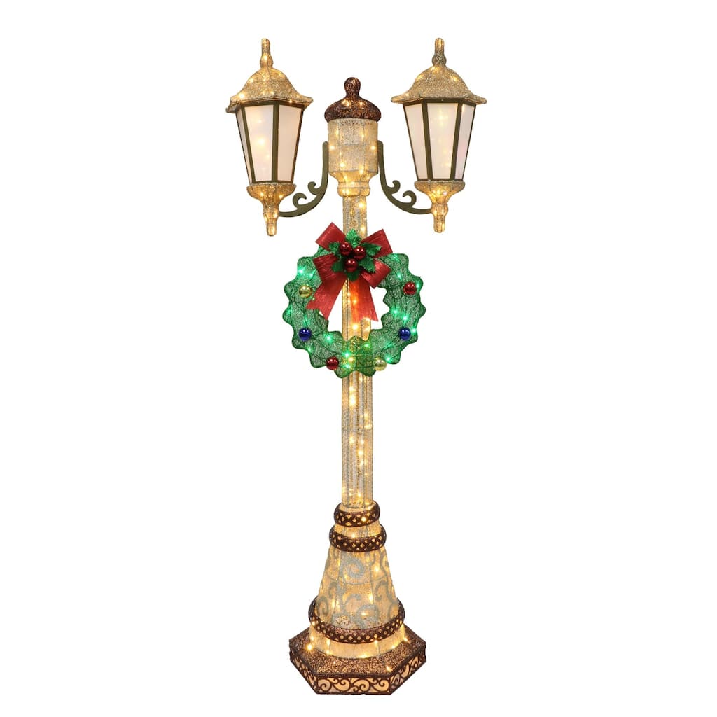 Lighted Lamp Post Christmas Outdoor Yard Decoration - 72" - Gold