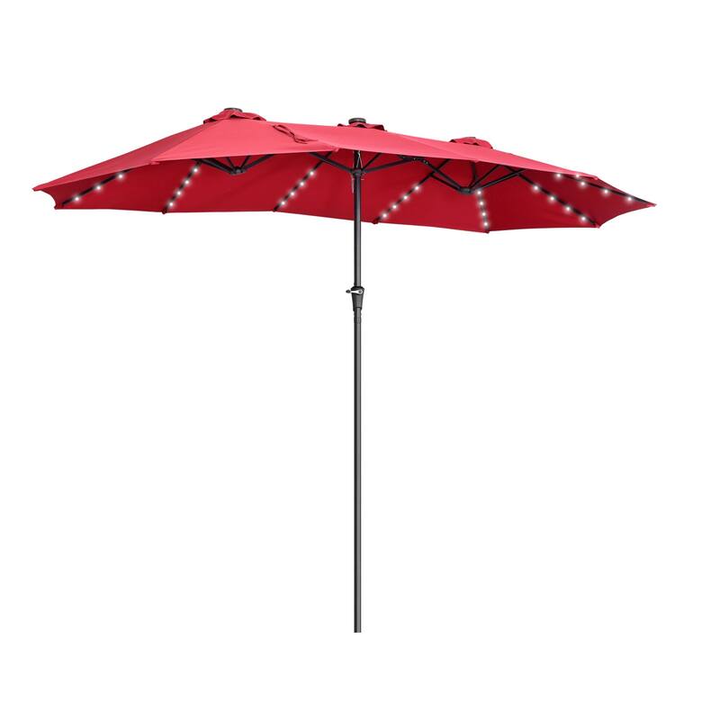 Ainfox 15ft Patio Umbrella with Base Outdoor Umbrella with Lights